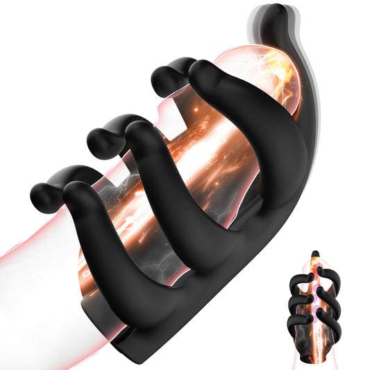 10 Vibrating Modes Penis Vibrator Finger-Shaped Penis Trainer Male Vibrator for Glans Nipple Stimulation