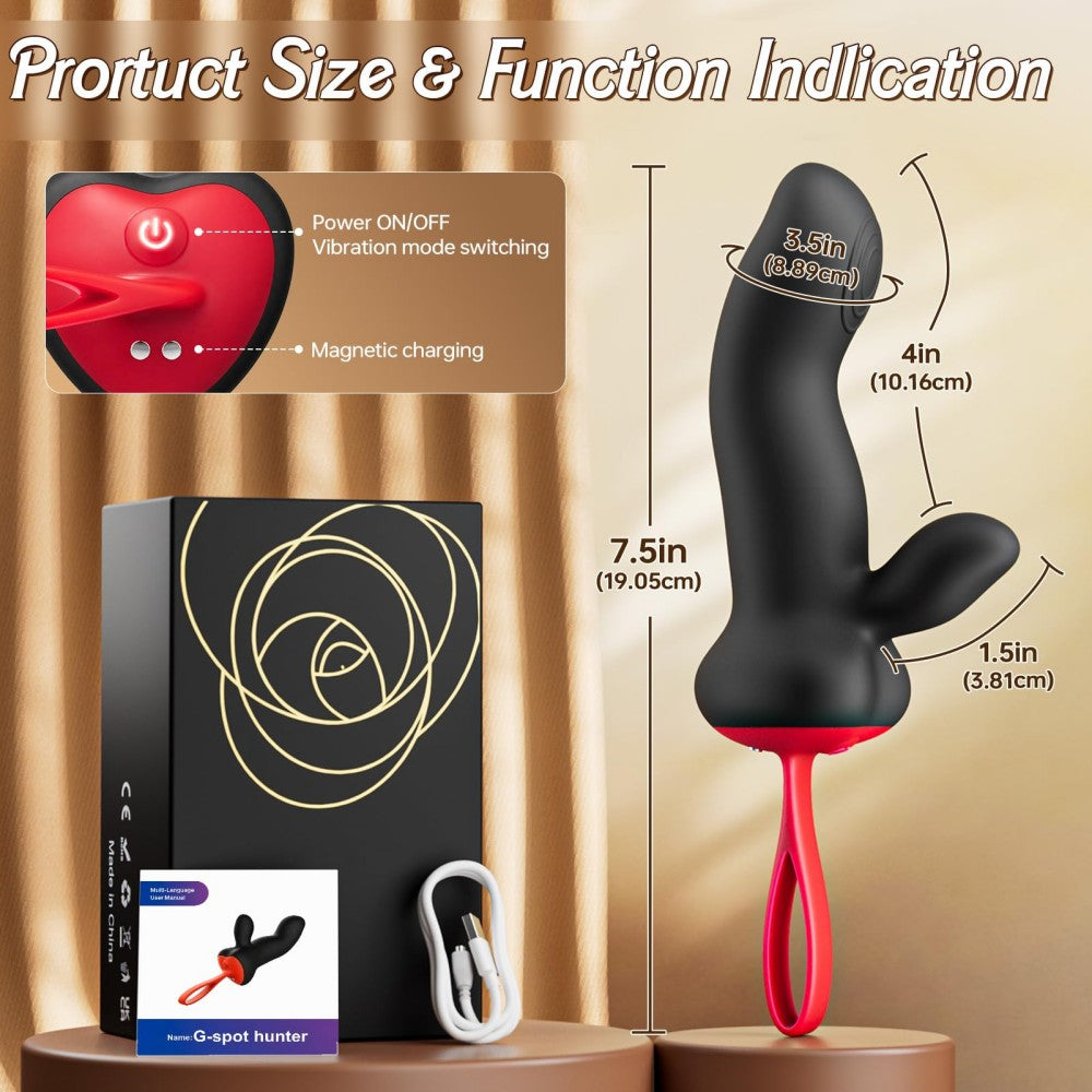 2 in 1 APP Control Nipple Anal Clitoral Stimulator Dildo with Dual Motors & 9 Vibrations G Spot Vibrator