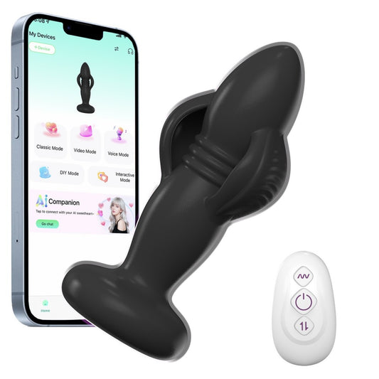 3-in-1 Telescopic & Expanding Anal Toy App Control Butt Plug Prostate Massager 9 Thrusting & Vibration Modes Anal Plug Vibrator