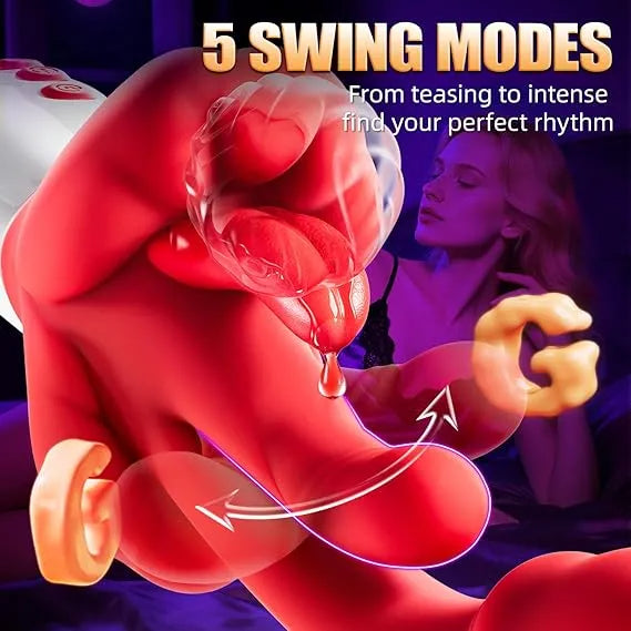 5 Rhythmic Swings and 10 Tongue Vibrator Heating Mode 5 in 1 Rose Sex Toy