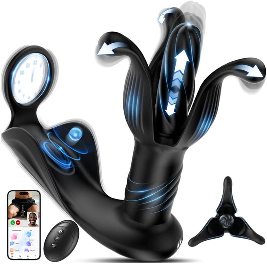 8 IN 1 Remote Control and APP Control 9 Tension Shock Flapping Thrusting Vibrating Cock Ring Anal Vibrator