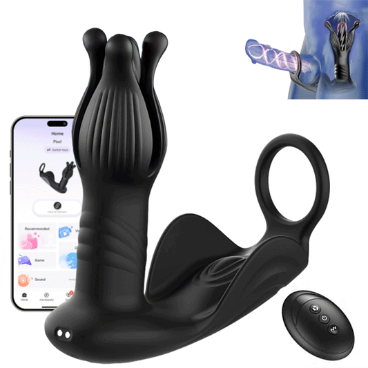 8 IN 1 Remote Control and APP Control 9 Tension Shock Flapping Thrusting Vibrating Cock Ring Anal Vibrator