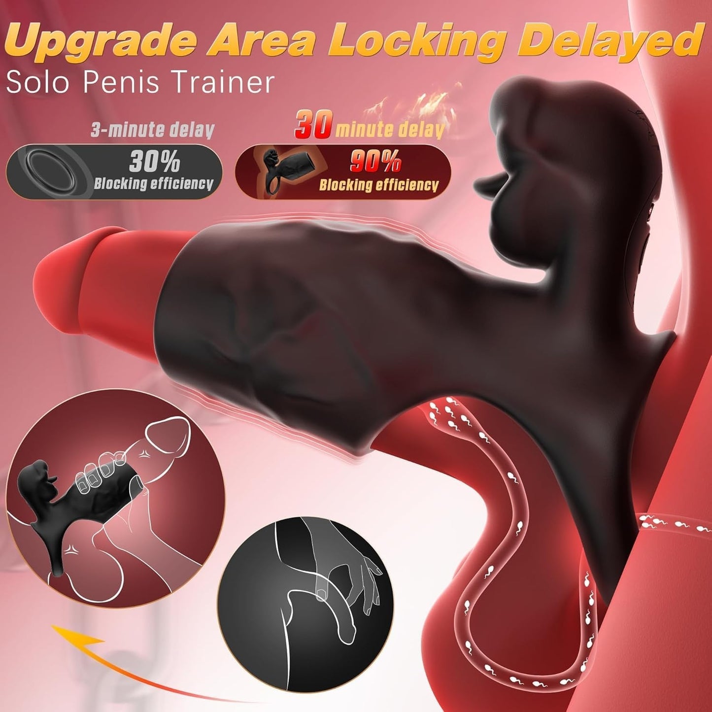 9 Modes Long Tongue Licking Clitoral Stimulator Vibrating Cock Ring with Penis Sleeve