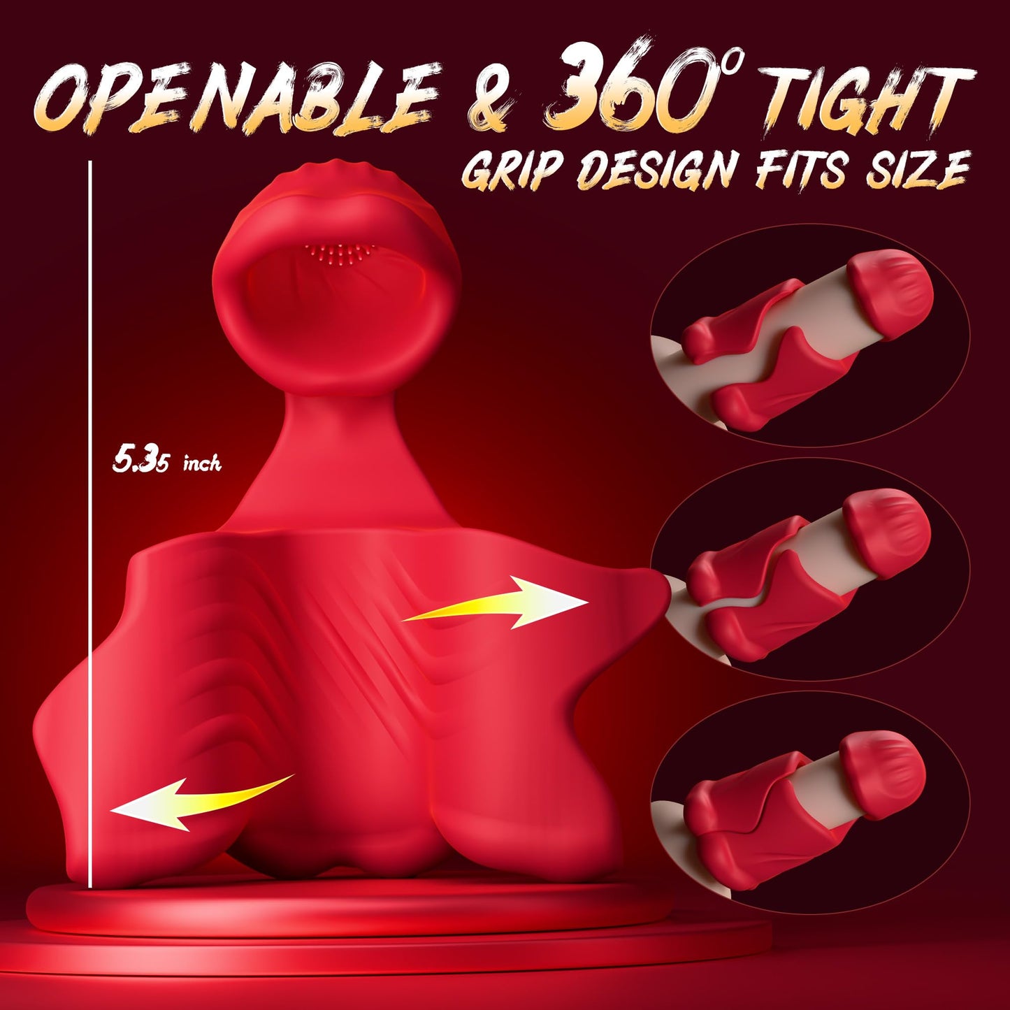 9 Vibration Modes Dual Lip Grip Trainer  360° Full-Surround Blowjob Penis Vibrator Glans Trainer Sex Machine