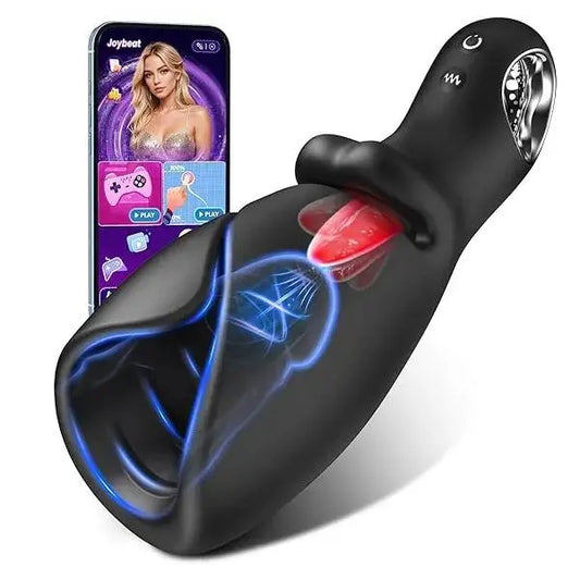 AI Smart APP Control 10 Licking & Vibrating Modes Glans Trainer