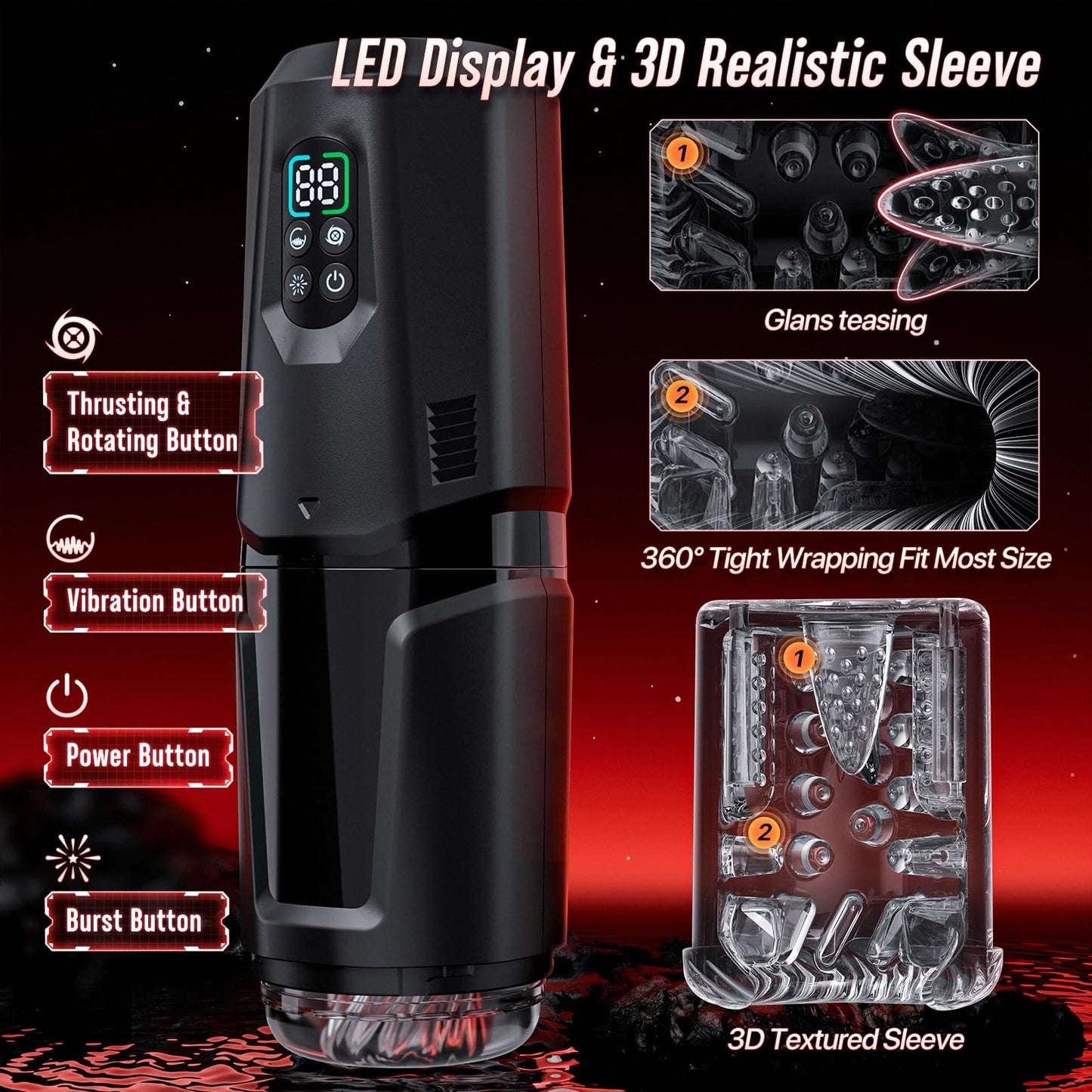 AI Sync Male Masturbator Stroker with 7 Thrusting Rotating & 7 Vibrating Licking Modes, Hands-Free Sex Machine