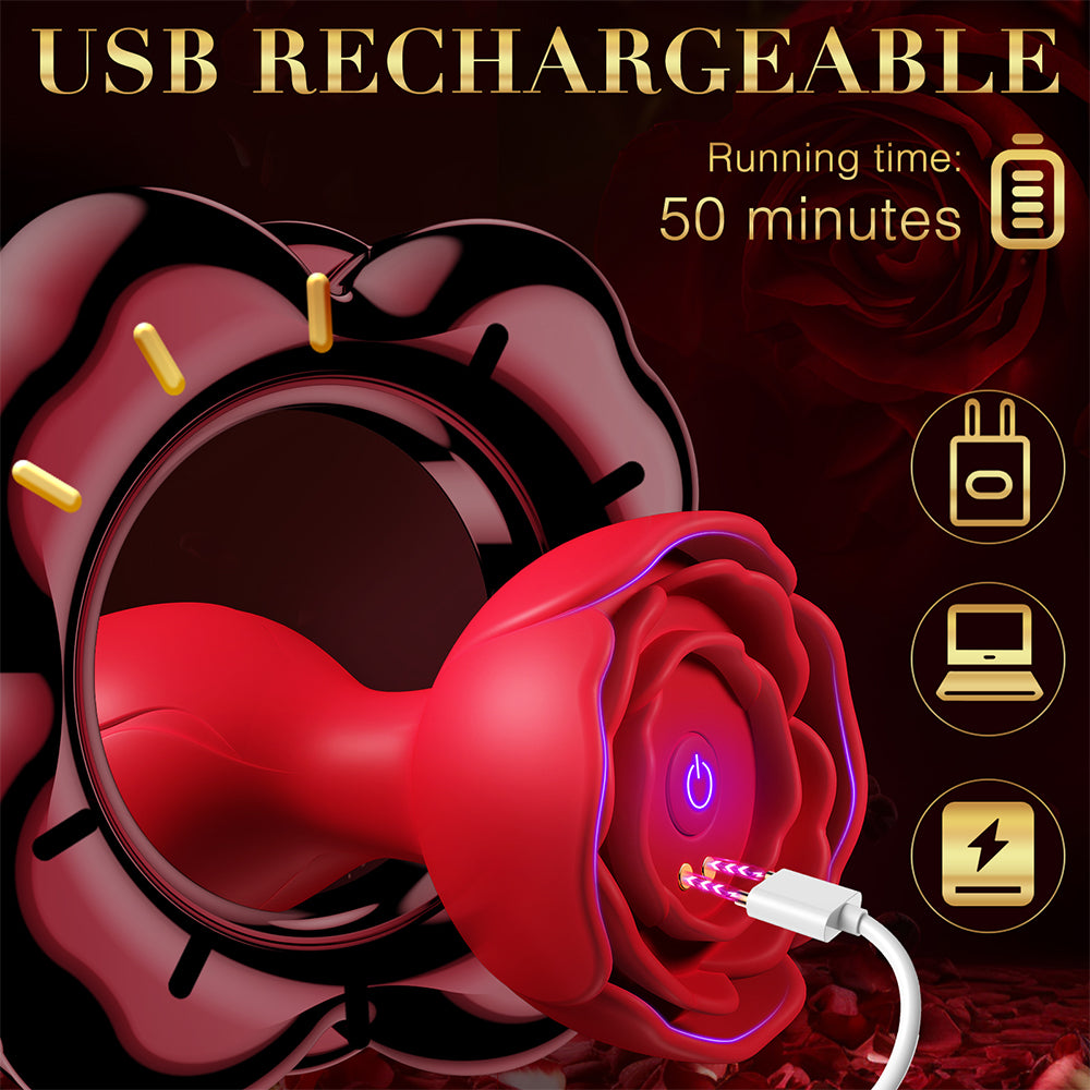 APP Remote Control Rose Butt Plug Vibrating Anal Plug Sex Toy With 9 Vibration Modes - propinkup APP Remote Control Rose Butt Plug Vibrating Anal Plug Sex Toy With 9 Vibration Modes - propinkup