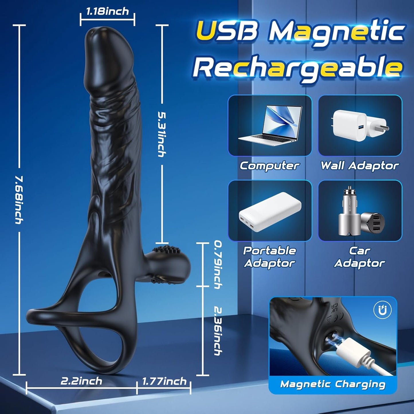 APP Control Anal Dildo Vibrator For Couple Vibrating Strap On Dildo Butt Plug with 10 Vibration Modes, Male Cock Ring Penis Sleeve Vibrator