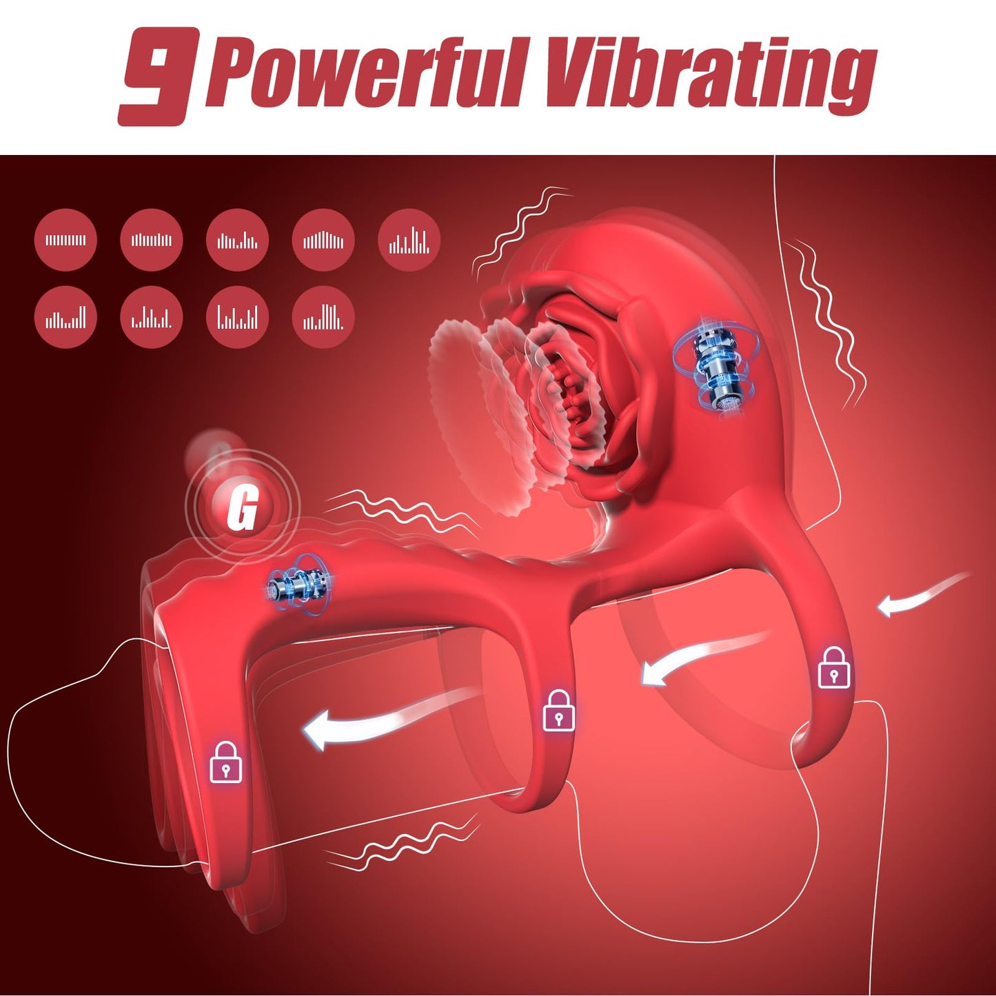 App Remote Control Rose Vibrating Penis Ring With Clit & G Spot Stimulation Penis Vibrator