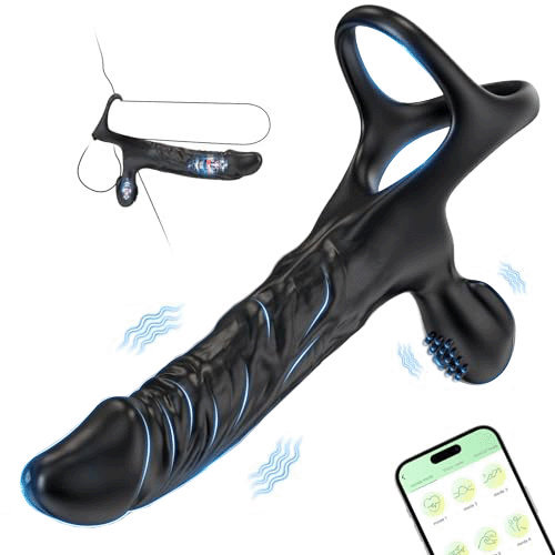 APP Control Anal Dildo Vibrator For Couple Vibrating Strap On Dildo Butt Plug with 10 Vibration Modes, Male Cock Ring Penis Sleeve Vibrator