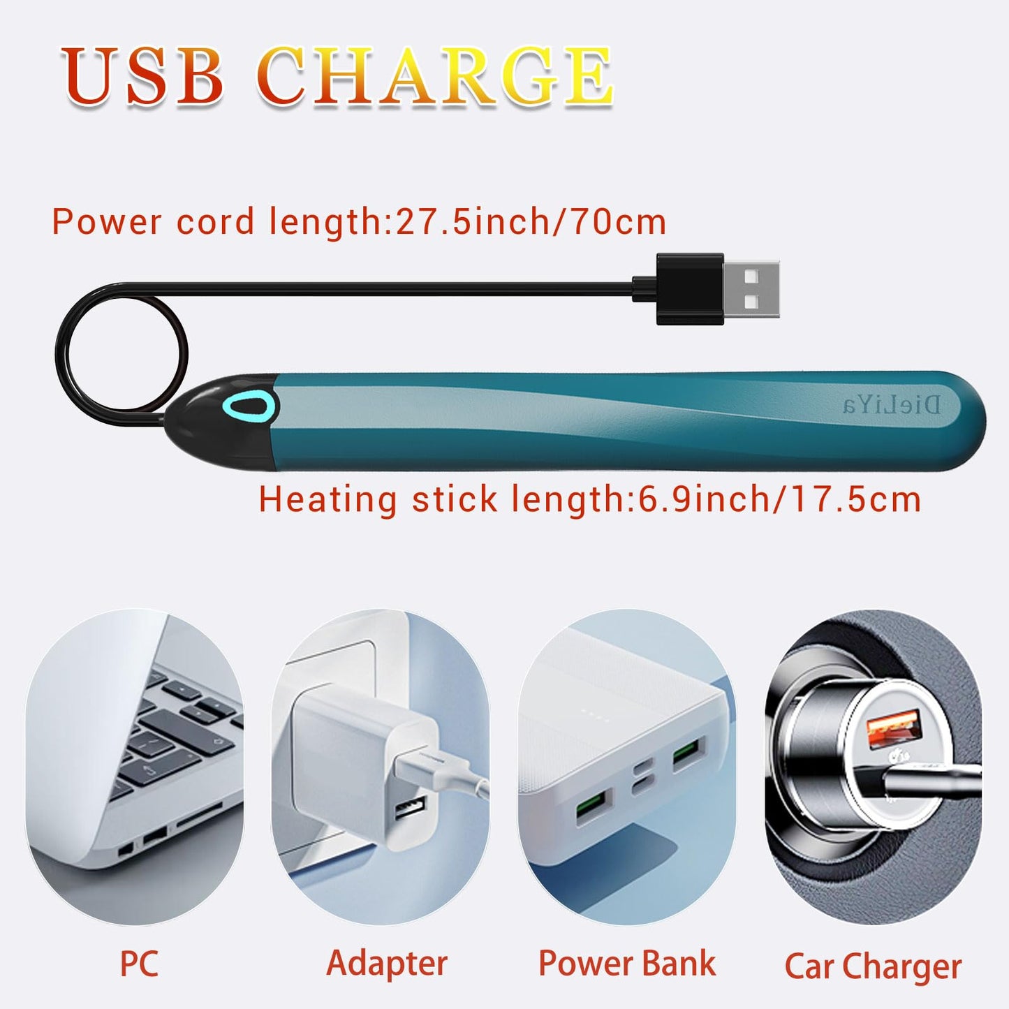 Heating Rod for Male Masturbator Sex Dolls, 115℉ (46℃) Fast Heating Warmer Stick with Auto Temperature Control and Indicator Light