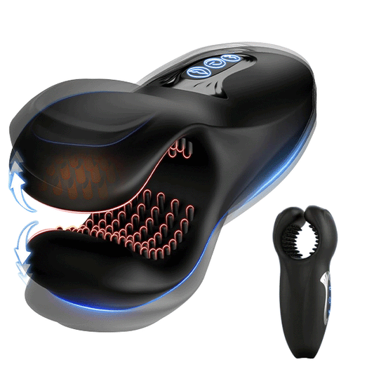 Male Masturbator Penis Training Vibrator with 10 Dual Headed Bite & Vibration