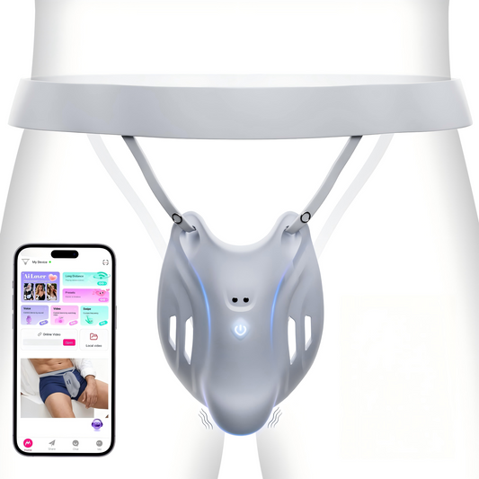 Penis Training Vibrator with 9 Speeds & AI Smart APP Control, Penis Vibrating Male Sex Toys Strokers Glans Trainer for Hands Free