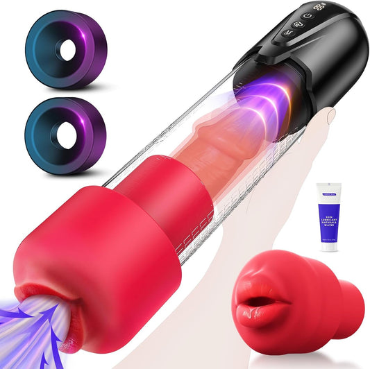 Red Fury Armour Sex Toys for Men Penis Pumps - Male Masturbator with Automatic Electric Sucking Enlargement- Vibration & SuctionStroker Penis Extender Oral Sex Toys