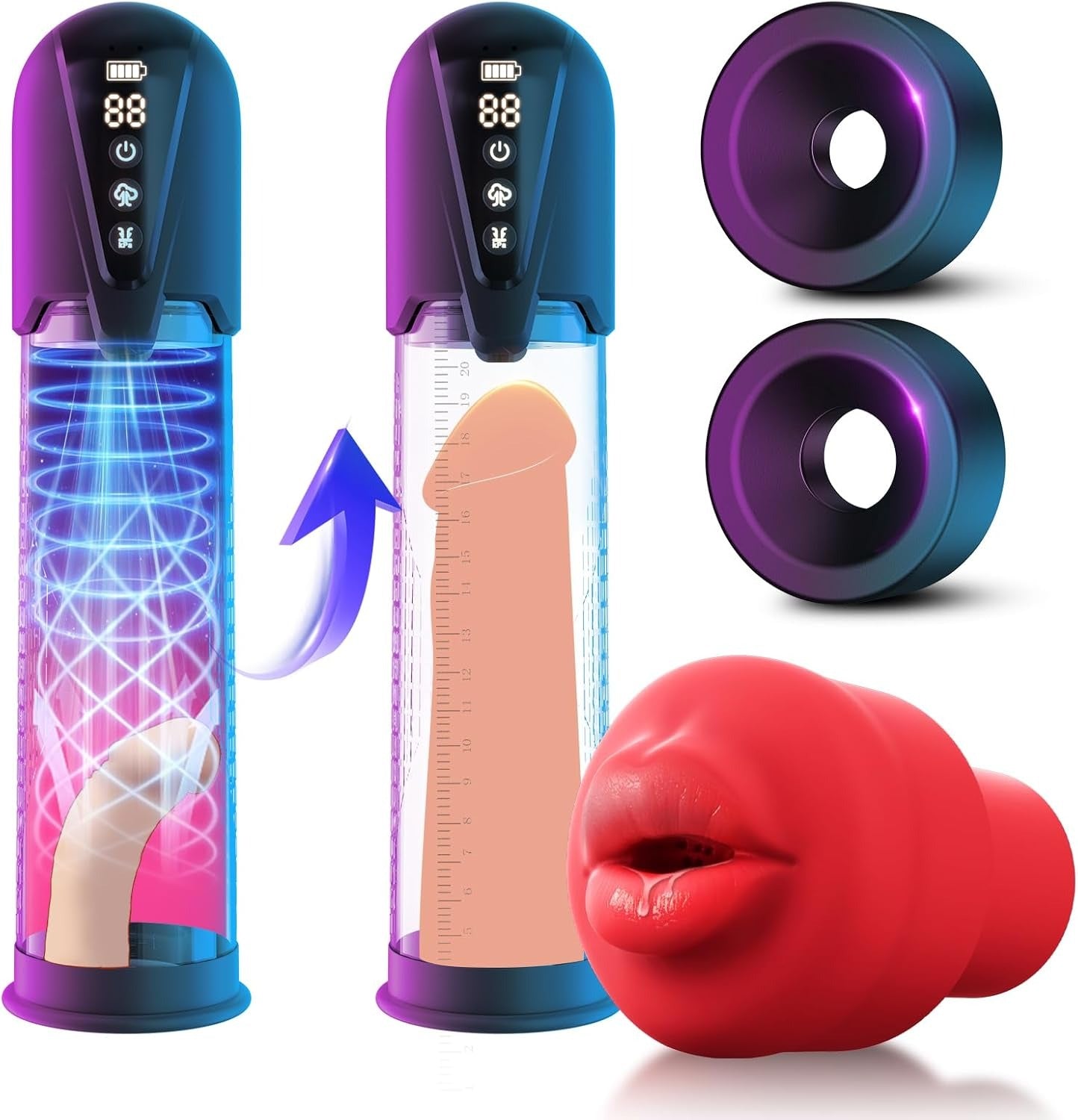 Red Fury Armour Sex Toys for Men Penis Pumps - Male Masturbator with Automatic Electric Sucking Enlargement- Vibration & SuctionStroker Penis Extender Oral Sex Toys