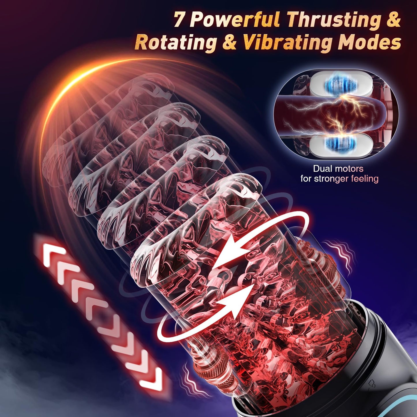 Rotating Male Masturbator with 7 Thrusting Rotating Vibrating Sucking Modes