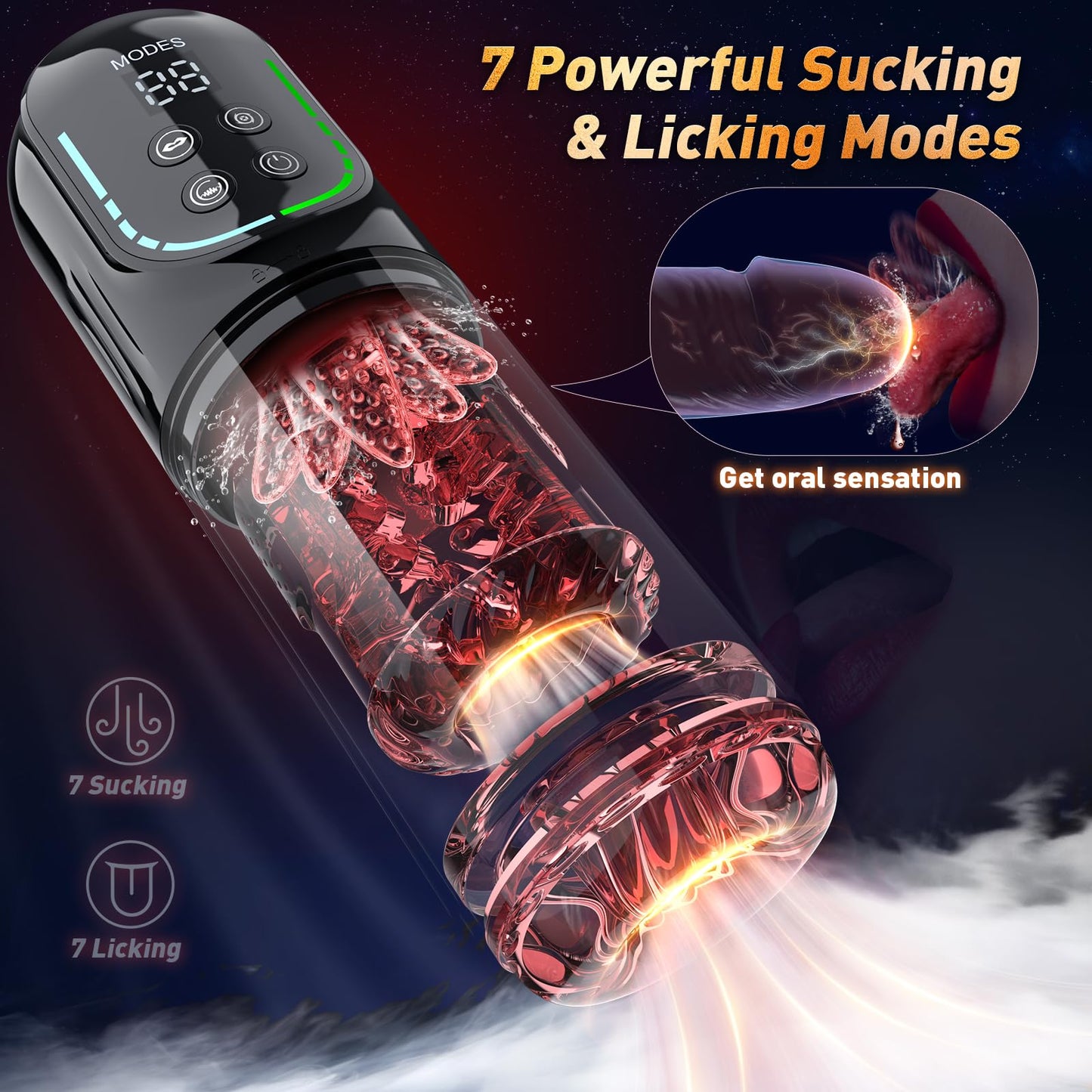 Rotating Male Masturbator with 7 Thrusting Rotating Vibrating Sucking Modes