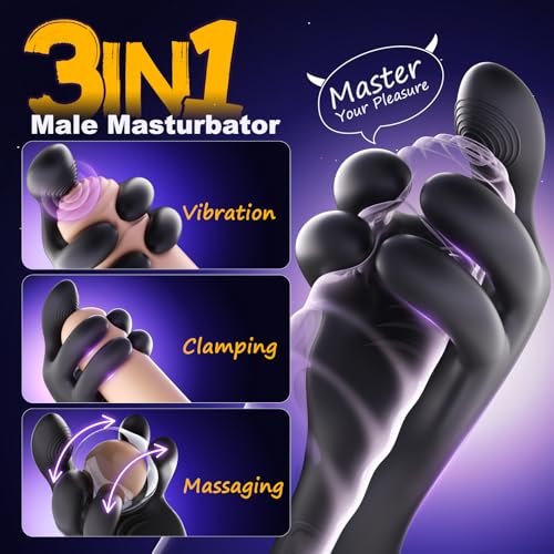 Tentacle Penis Vibrator Stroker with 10 Clamping & 10 Vibrating Modes for 360° Blowjob Training Wrap Male Sex Toys for Men Masturbators