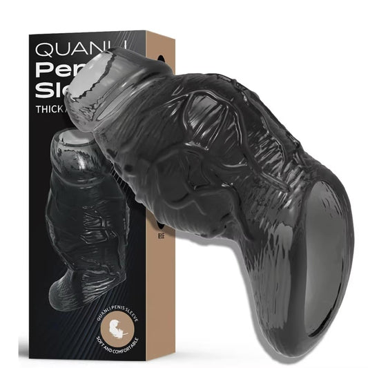 Thickened Male Penis Sleeve Penis Extender Enlargement Reusable Cock Sleeve Cock Ring for Couple Sex Toys