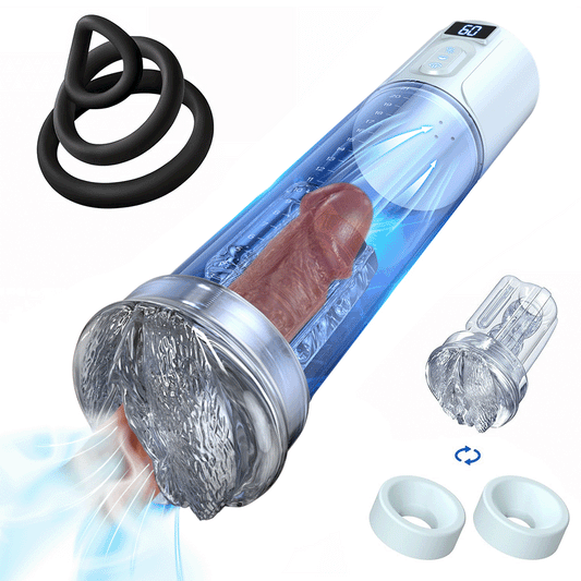 Transparent 6 Erection Training Modes Electric Penis Pump Male Sex Toys Penis Pump Vacuum Cylinder Large Cock Extender Pump