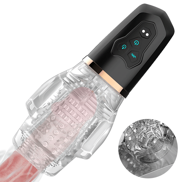 Upgraded Tornado 5 Sucking & 10 Vibrating Transparent Dual Motor Male Masturbation Cup