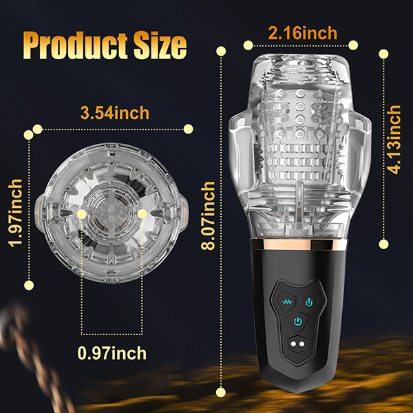 Upgraded Tornado 5 Sucking & 10 Vibrating Transparent Dual Motor Male Masturbation Cup