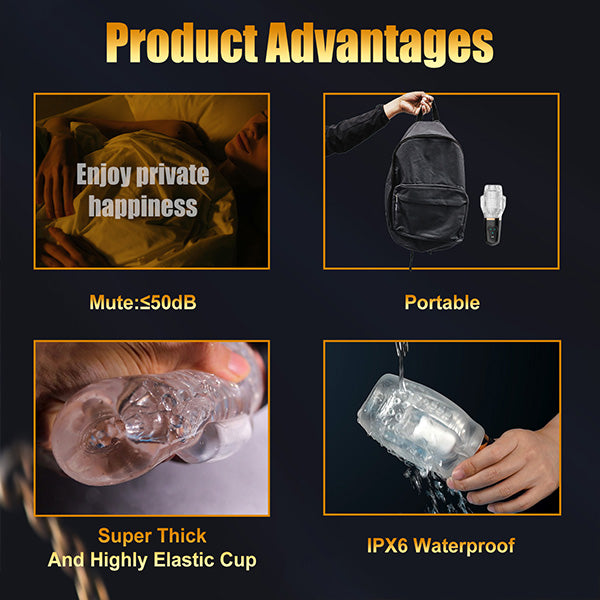 Upgraded Tornado 5 Sucking & 10 Vibrating Transparent Dual Motor Male Masturbation Cup