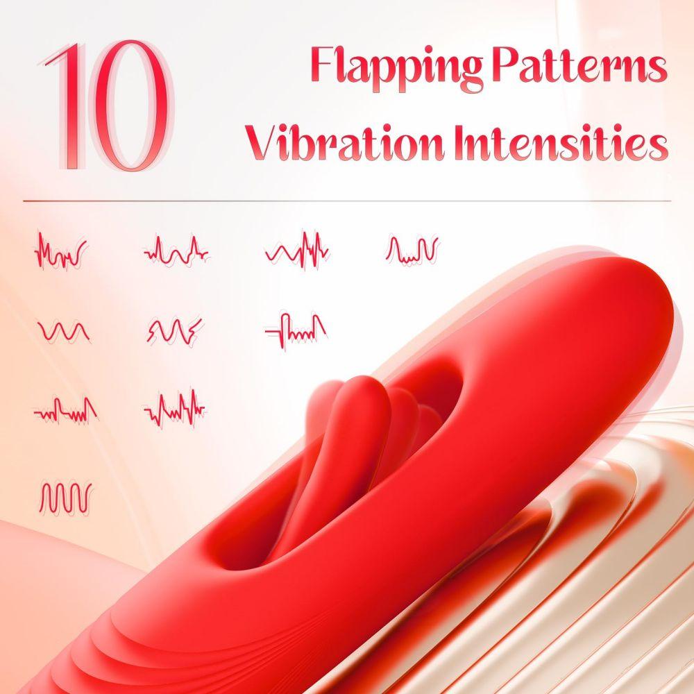 Vibrating Flapping Dildo Vibrator Female Oral Sex Toy with 10 Kissing Patterns - propinkup