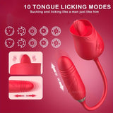 Vibrador de rosa para lamer la lengua del clítoris, vibrador de empuje vaginal y Anal, vibradores, juguete sexual para mujer 