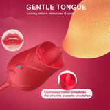 Vibrador de rosa para lamer la lengua del clítoris, vibrador de empuje vaginal y Anal, vibradores, juguete sexual para mujer 