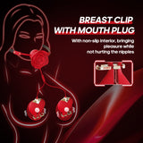 Sweet Surrender - Rose Ball Gag with Leash & Vibrating Nipple Clamps