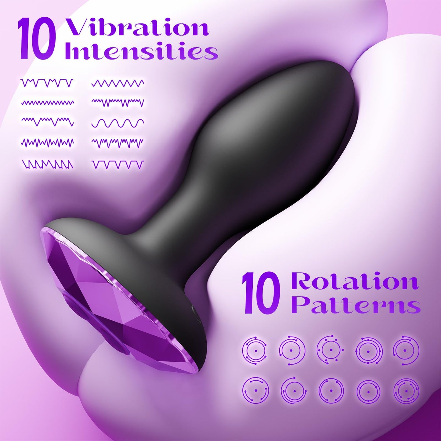 10 Rotating & Vibration Modes Butt Plug Prostate Massager Anal Vibrator Adult Sex Toys
