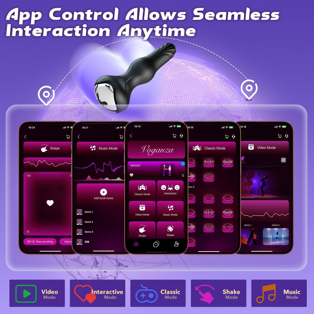 APP Controlled 10 Rotation & Vibration Modes Silicone Butt Plug Anal Toy Prostate Massager Anal Plug