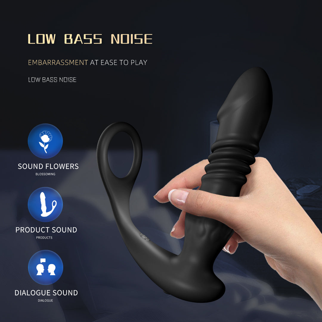 10 Thrusting Vibrating Anal Plug Prostate Massager With Cock Ring Wnd Remote Control Anal Vibrator