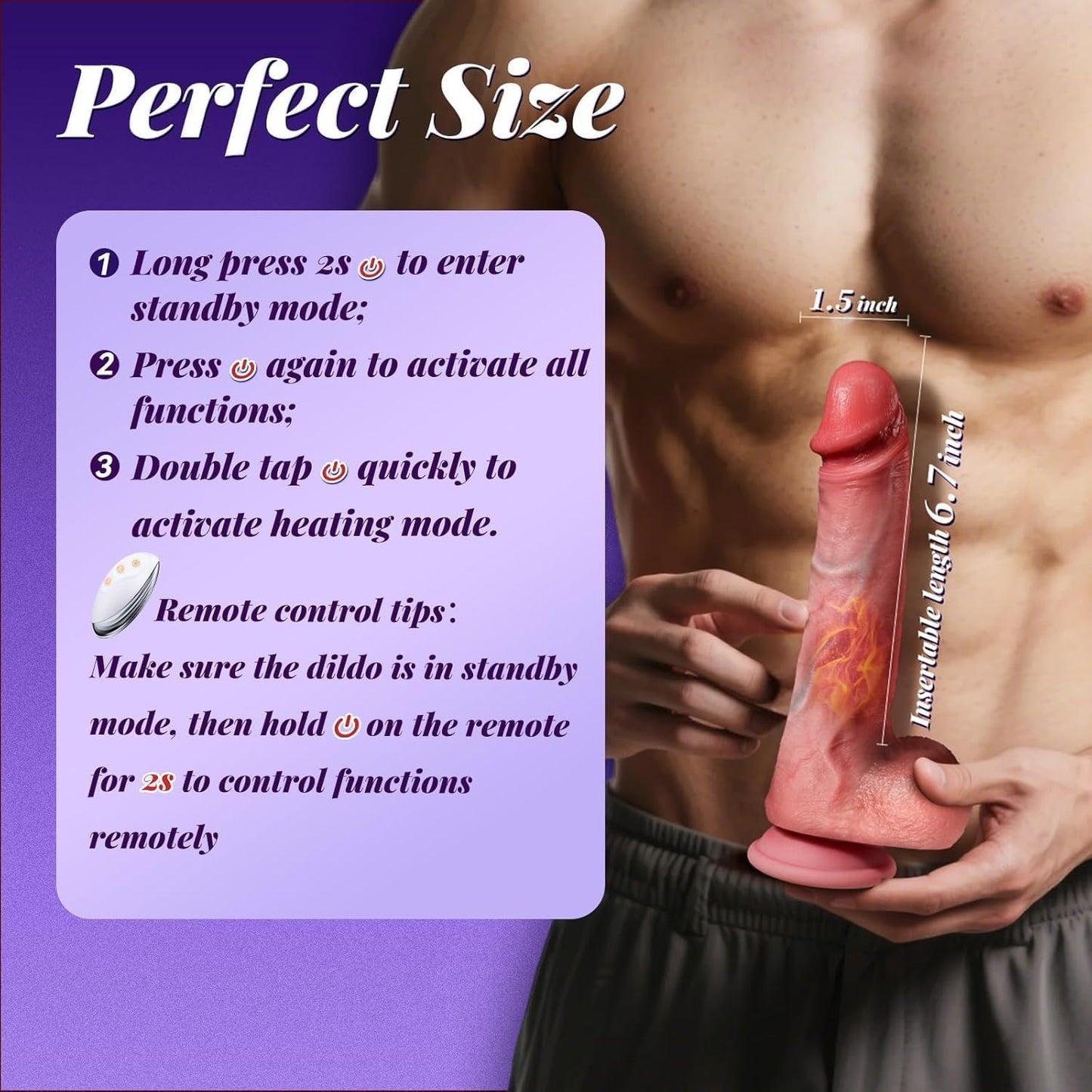 10 Thrusting & 10 Vibrating Mode for Vagina Anal Sex Stimulation Realistic Silicone Dildo