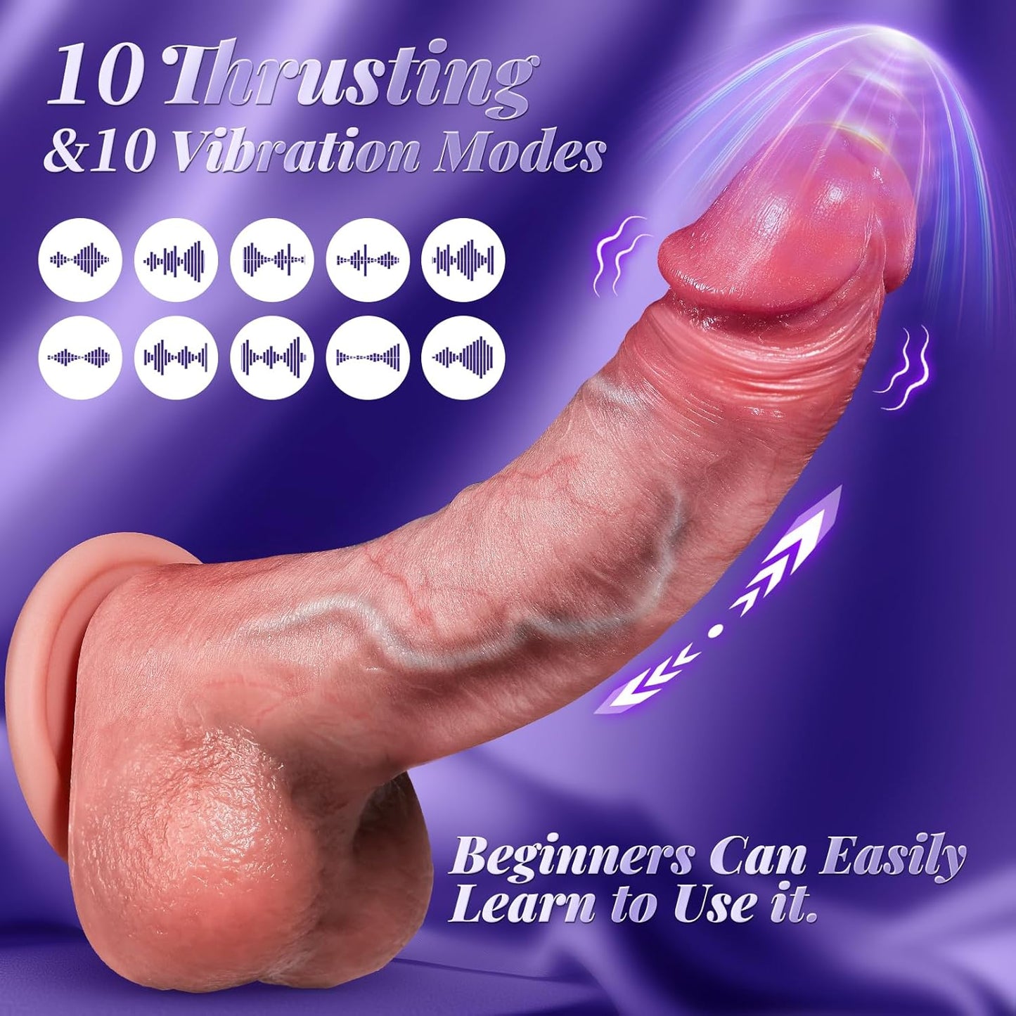 10 Thrusting & 10 Vibrating Mode for Vagina Anal Sex Stimulation Realistic Silicone Dildo