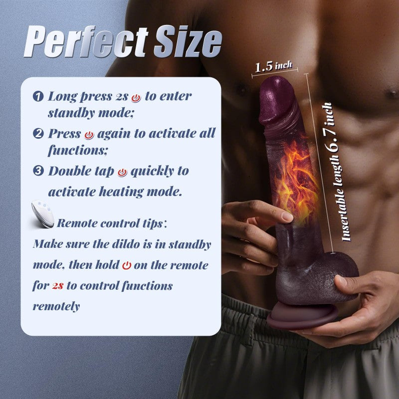 10 Thrusting & Vibrating Modes Lifelike Heated Silicone Black Dildos Realistic Dildo Vibrator