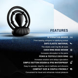 10 Vibrating Modes Cock Ring with Double Ring & Adjustable Bead Stimulator