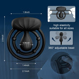 10 Vibrating Modes Cock Ring with Double Ring & Adjustable Bead Stimulator