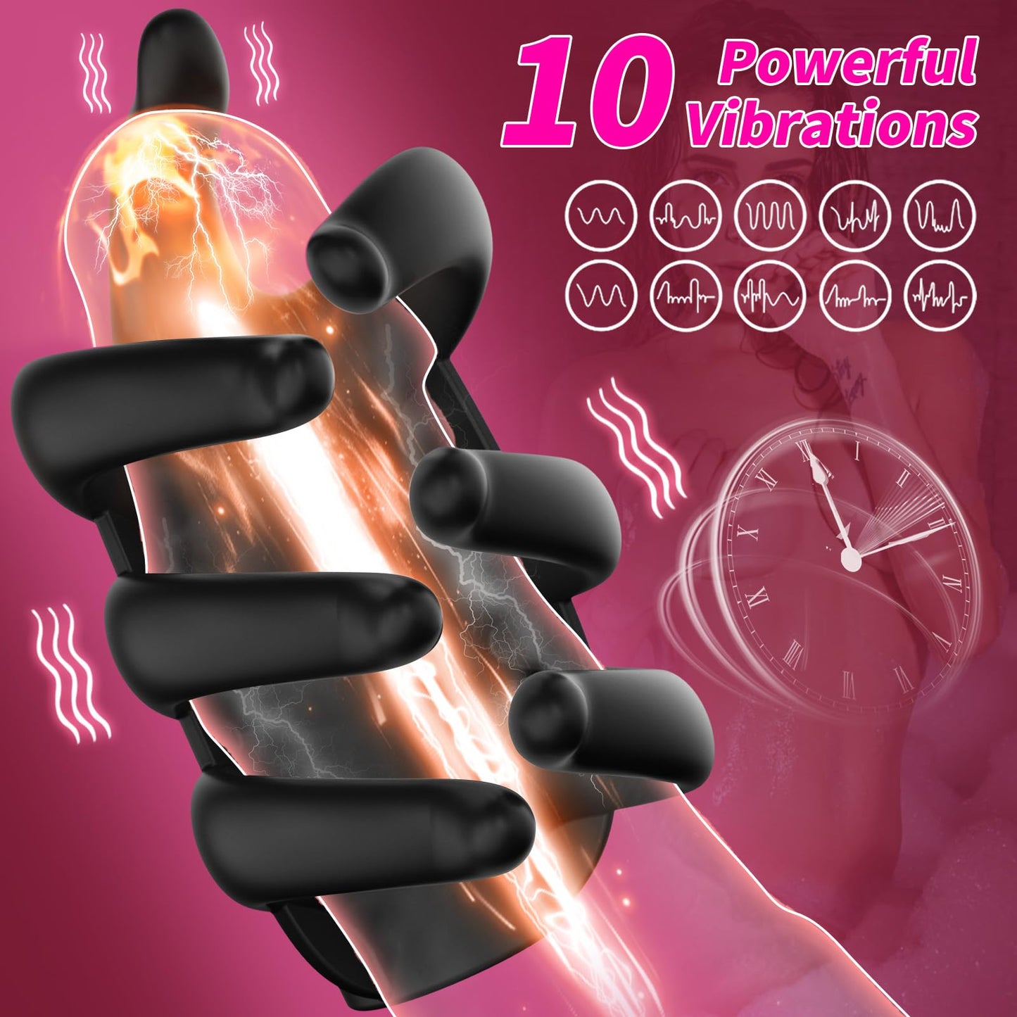 10 Vibrating Modes Penis Vibrator Finger-Shaped Penis Trainer Male Vibrator for Glans Nipple Stimulation