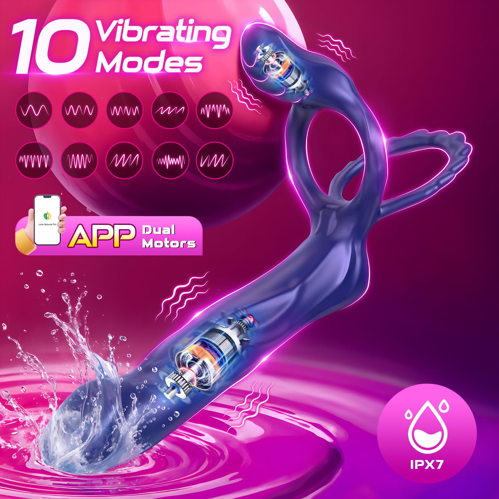 10 Vibrating Penis Sleeve Male Dildo Vibrators Clitoral Stimulator APP Couples G Spot Adult Toy for Men Couple Women