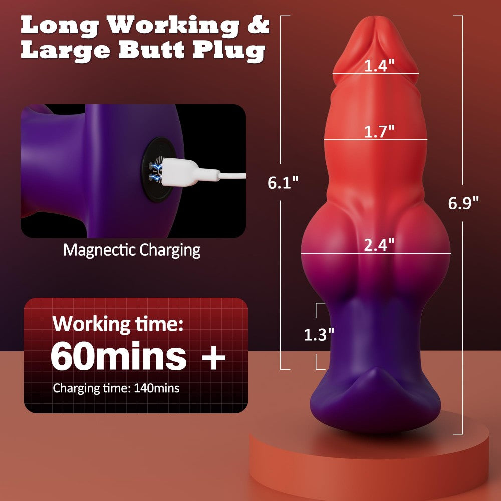 10 Vibration Modes 7" Butt Plug Anal Vibrator Large Knot Butt Plug Prostate Massager