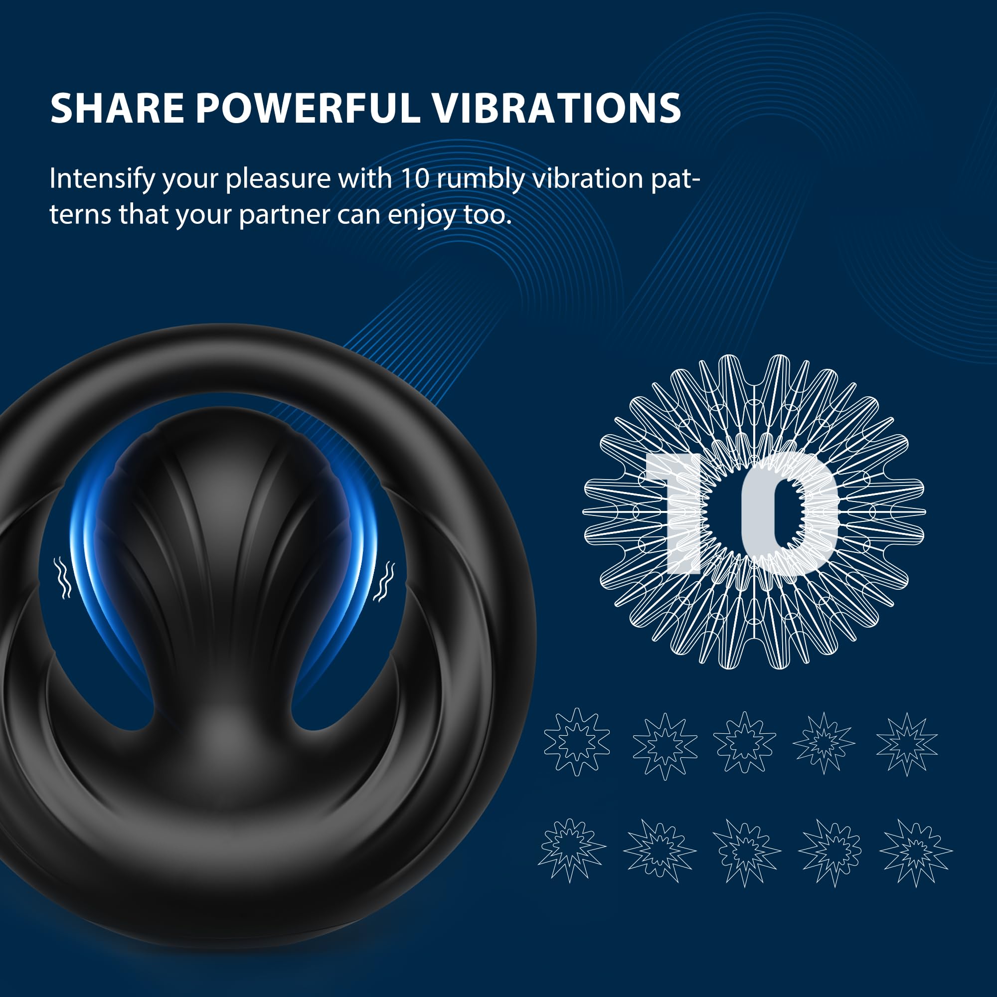 10 Vibration Modes Cock Ring for Couples with Flexible Bulb Clitoral Stimulator Sex Toy for Clitoris & Testicles Stimulation