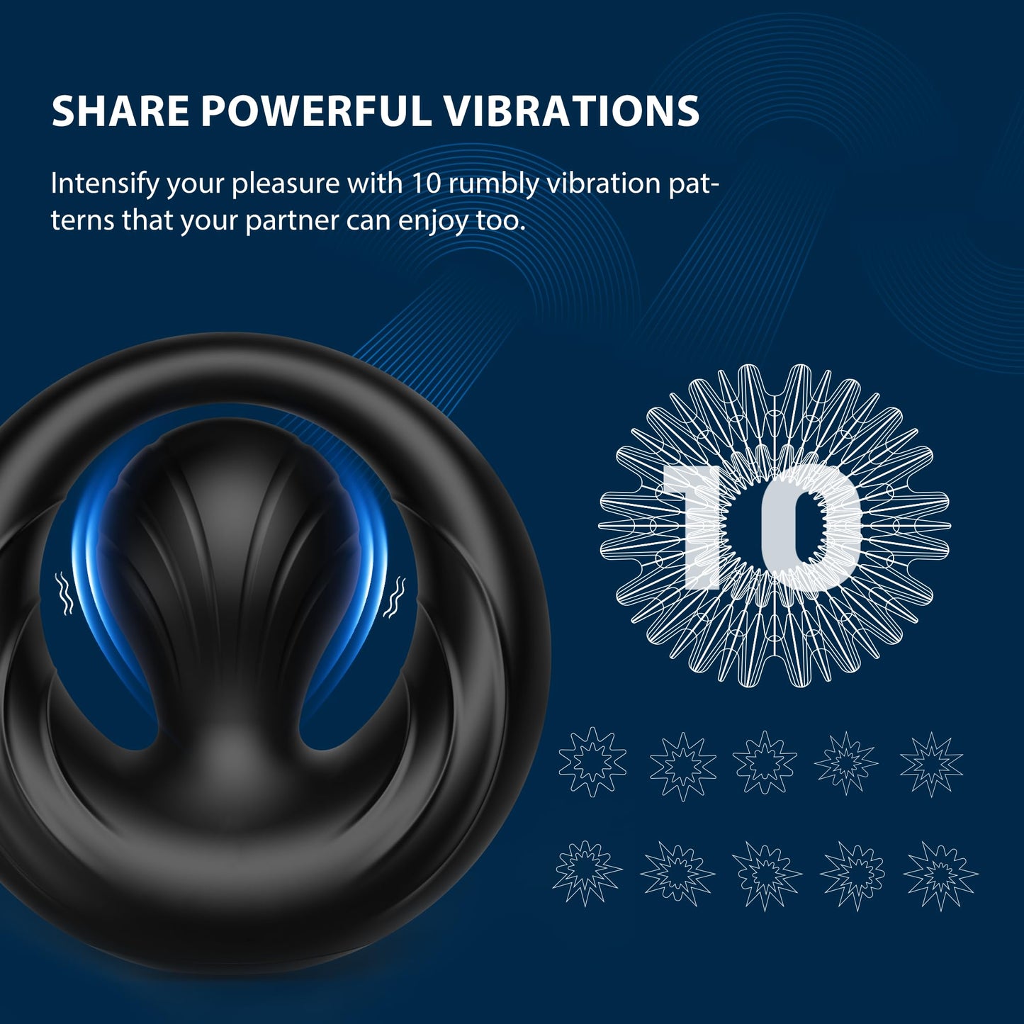 10 Vibration Modes Cock Ring for Couples with Flexible Bulb Clitoral Stimulator Sex Toy for Clitoris & Testicles Stimulation
