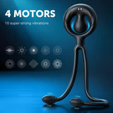 10 Vibration Modes Cock Ring with Double Ring Anal Butt Plug Prostate Massager Penis Ring Vibrator