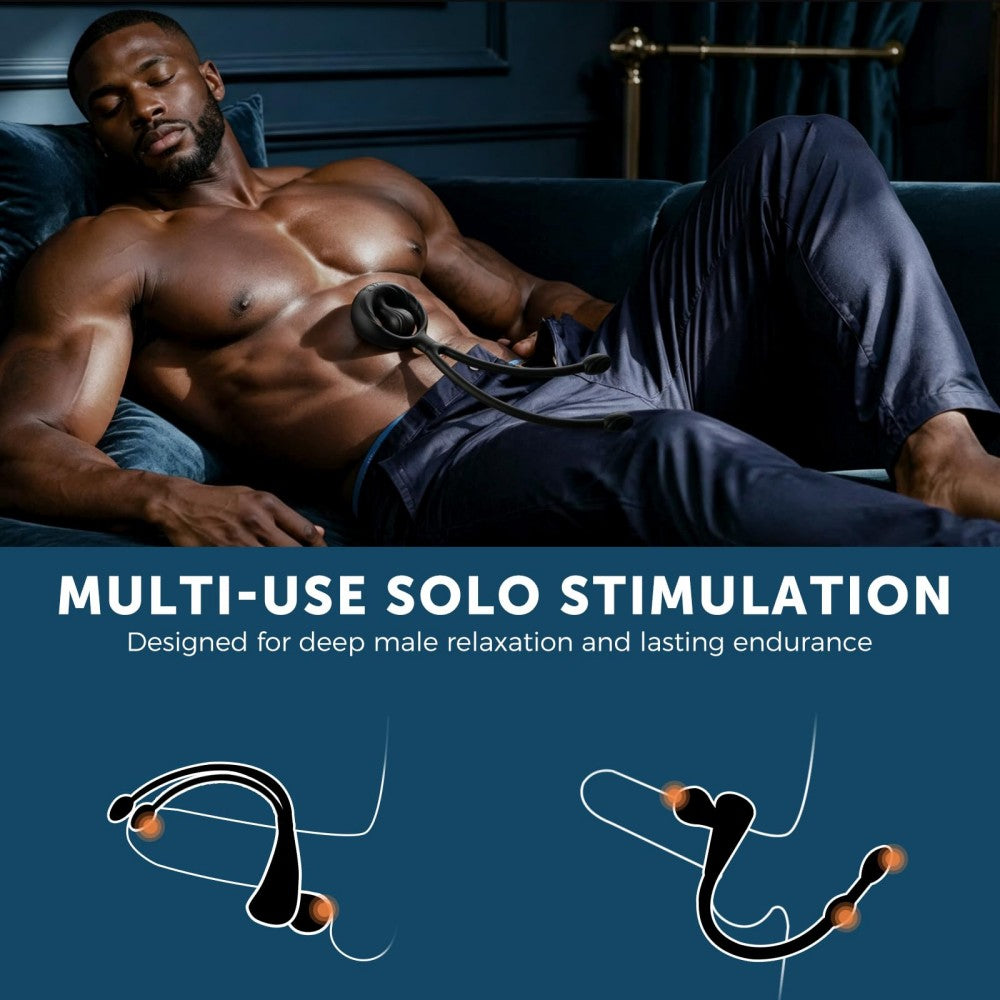 10 Vibration Modes Cock Ring with Double Ring Anal Butt Plug Prostate Massager Penis Ring Vibrator