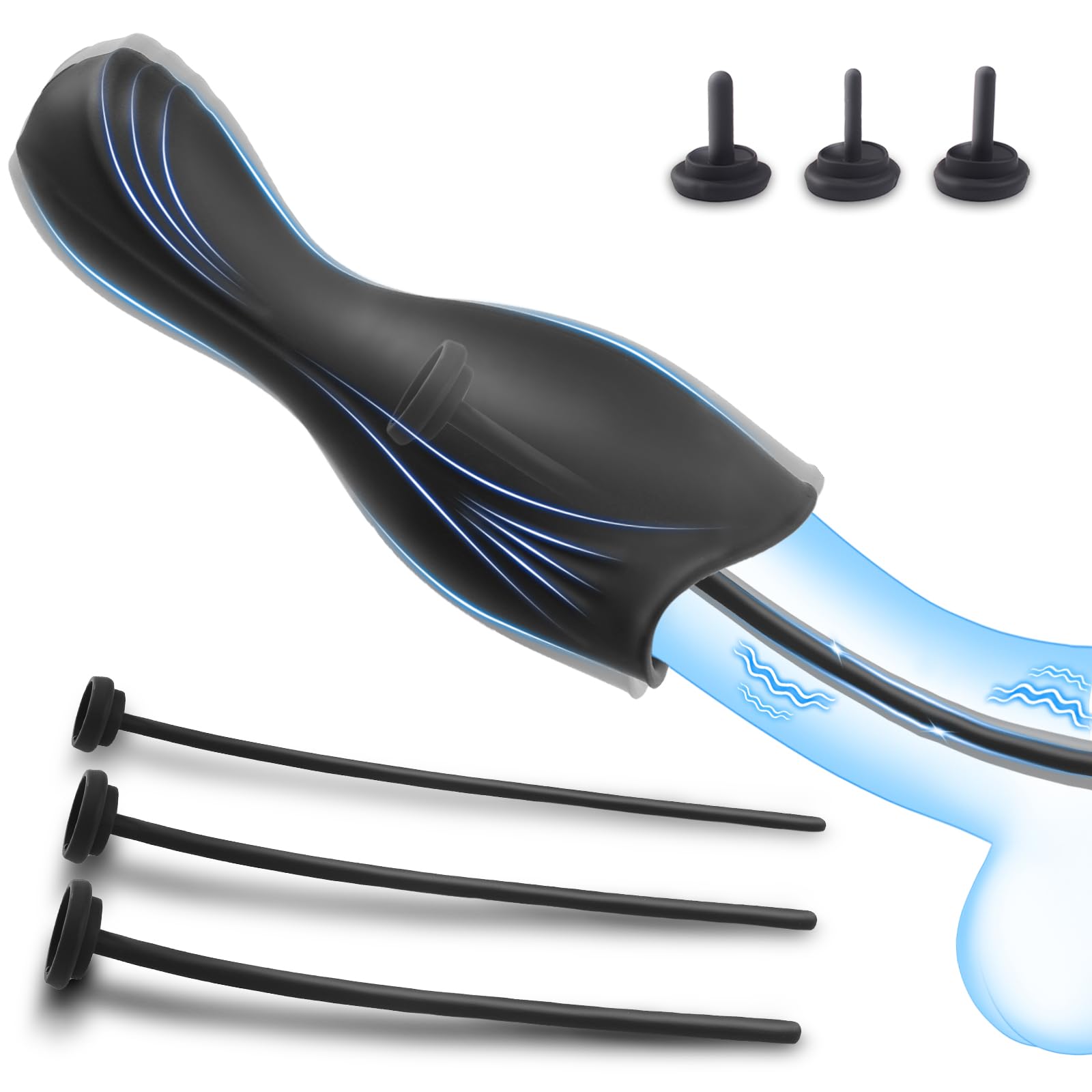 10 Vibration Modes Male Stroker with 3 Urethral Plugs Penis Trainer Vibrators Adult Toys