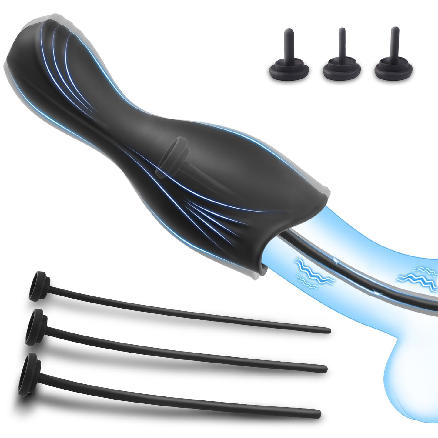 10 Vibration Modes Male Stroker with 3 Urethral Plugs Penis Trainer Vibrators Adult Toys