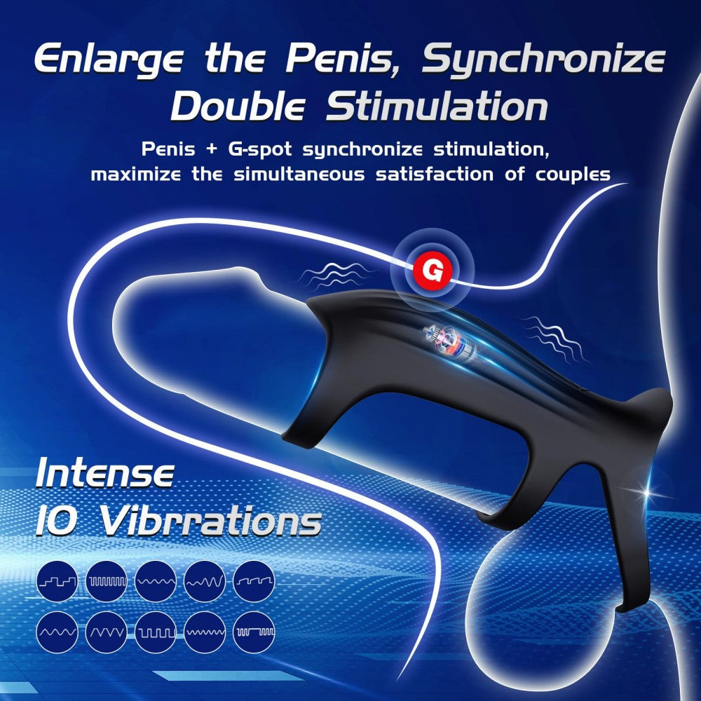 10 Vibration Modes Penis Ring for Couples Half-Wrapped Penis Extender Sleeve G-Spot & P-Spot Stimulation Penis Sleeve
