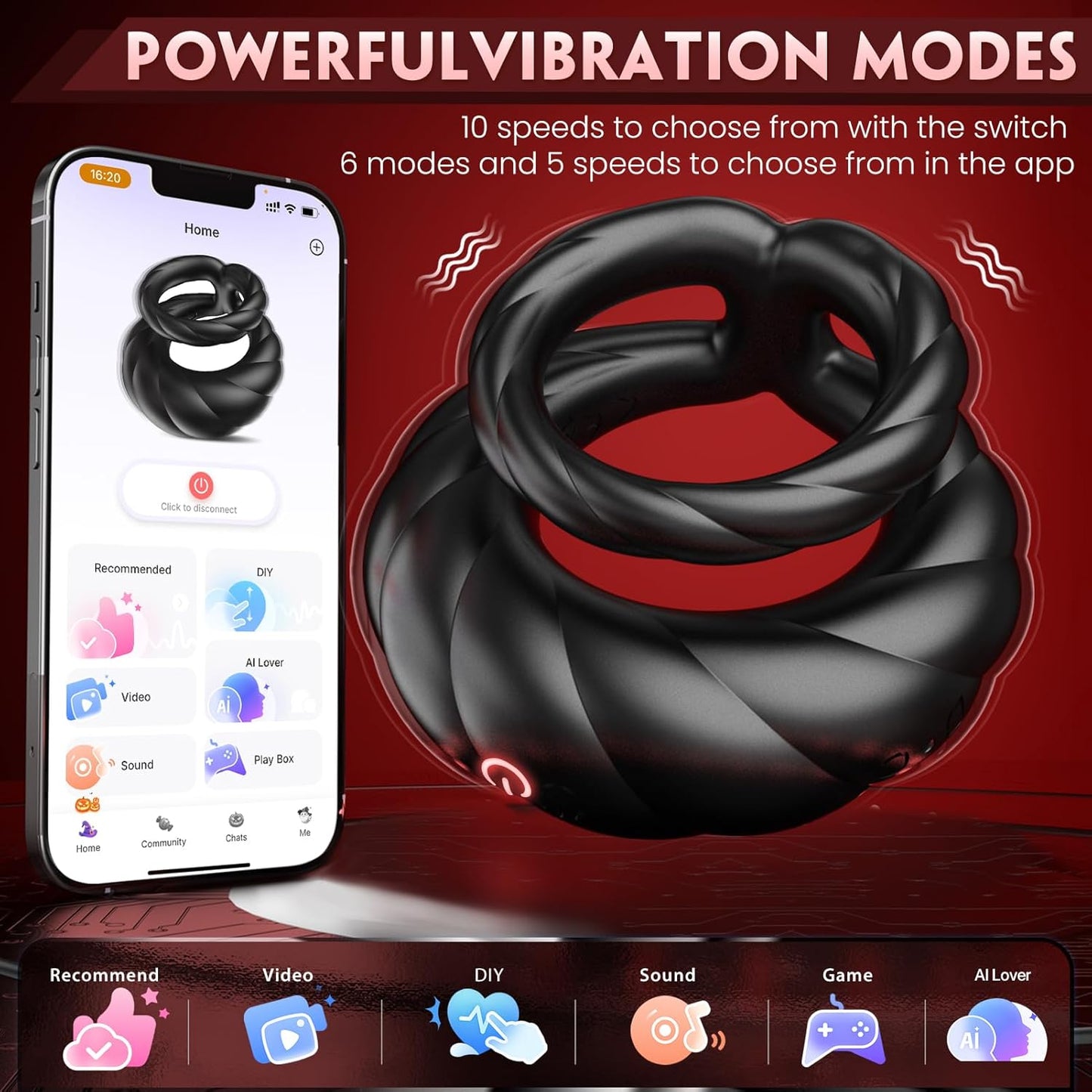 10 Vibrations Couples Sex Toys Vibrating Cock Ring Sex Toys for Men - Penis Ring Vibrator